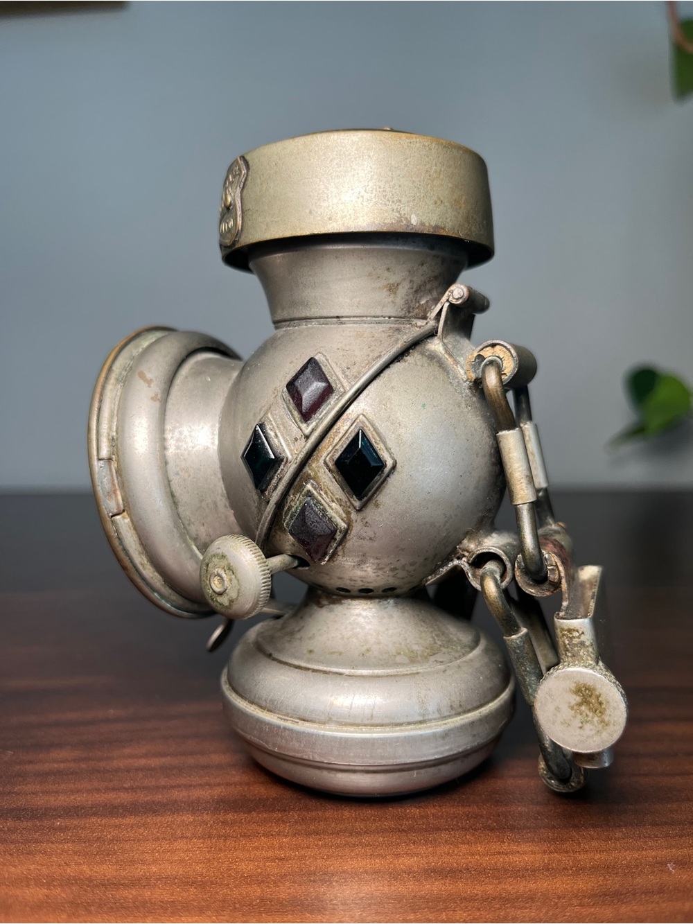 Antique 1890s H. Miller Co Ltd "LITO" Bicycle Oil Lamp - Jeweled & Complete! - Picture 5 of 15